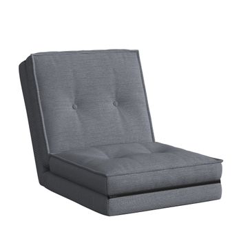 HOMCOM Sillón de suelo plegable en terciopelo acanalado, colchón de suelo con respaldo ajustable en 5 posiciones, 59 x 230 x 15 cm, gris   Aosom España