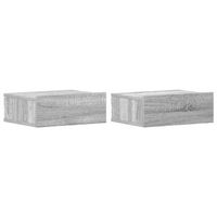 pack 2 uds mesita de noche  mesa auxiliar  mesilla flotante madera gris sonoma 40x30x15 cm