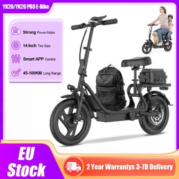 Bicicleta Eléctrica AOVOPRO YK20/Y20 PRO 2026 Actualizada con Bolsa de Almacenamiento, Alcance de 38-98 KM, Velocidad Máxima, Bicicleta Eléctrica Portátil, Neumáticos Todoterreno de 14 Pulgadas