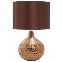 lampara de mesa de porcelana cobre 43 cm base glamour decorativa tallada yakima