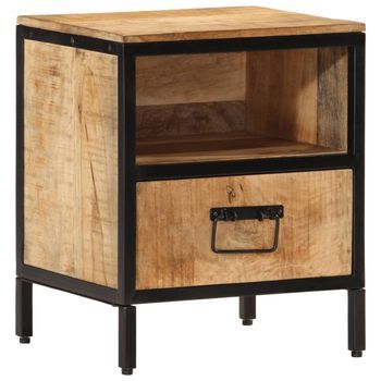 Mesita De Noche Madera Maciza De Mango 40x35x50 Cm Vidaxl