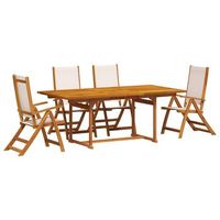 juego comedor de jardin 5 piezas madera maciza acacia y textileno