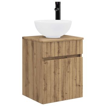 Vanidad De Lavabo Montada En La Pared Roble Artisan Vidaxl