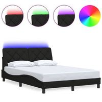 estructura cama con led sin colchon tela negro 140x190 cm vidaxl