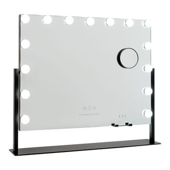 Espejo 15 luces led regulable metal 64x54,5x12cm negro