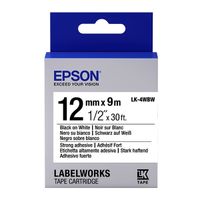 epson lk-4wbw cinta superadhesiva negro sobre blanco 12 mm original