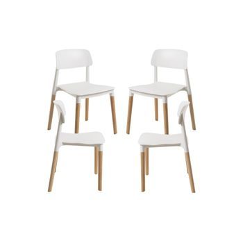 Pack 4 Sillas Estin De Polipropileno 75*39*45 Cm - Blanco