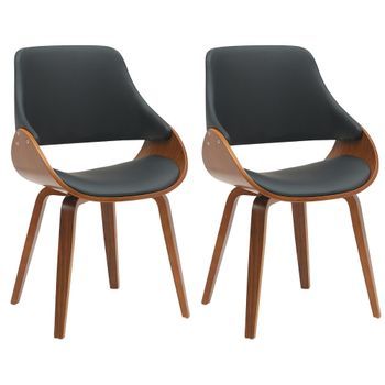 Conjunto 2 Sillas De Comedor Vangale Simil Cuero Nogal/negro 54x52x86 Cm Clp