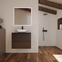 conjunto de bano kaji  80 cm negro  dos cajones  lavabo sobre encimera  mueble montado  no incluye espejo  alday