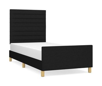 Estructura de cama con cabecero de tela negro 80x200 cm rayas horizontales