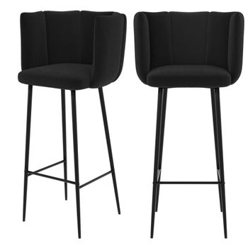 Set de 2 sillas de bar de terciopelo negro