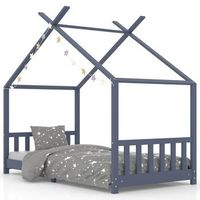 cama individual  cama infantil  estructura de cama infantil madera maciza pino gris 90x200 cm