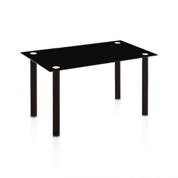Mesa De Comedor Fija Con Sobre De Cristal 140x80 Cm Ake Cristal Negro - Cromo 140 X 75 X 80 Cm