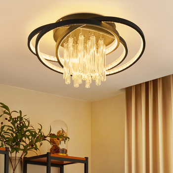 Lámpara De Techo Led Redonda Moderna Negro Luz Blanca Cálida De 3000k 40w Lámpara De Vaso Para Pasillo Sala De Estar Oficina O Estudio Zmh