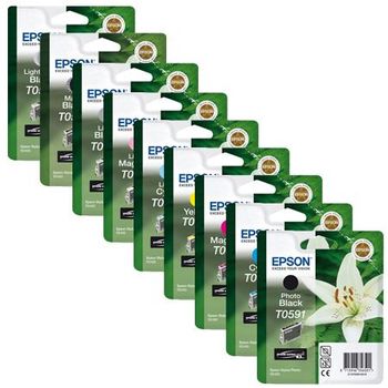 Original Multipack Epson Stylus Photo R2400 Printer Ink Cartridges (9 Pack) -C13T05984010