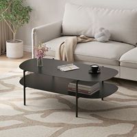 mesa de centro enebakk ovalada con 1 estante acero 112 x 62 x 41 cm - negro mate encasa