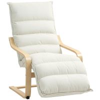 homcom sillon de salon con reposapies ajustable 67x93x105 cm crema
