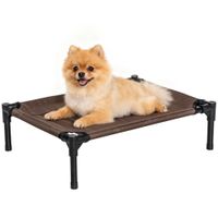 pawhut cama elevada portatil para perros gatos mascotas zona de malla transpirable tela oxford 61x46x18 cm marron   aosom espana