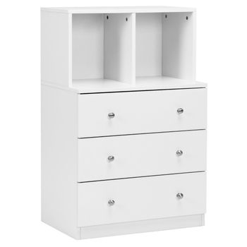 Costway Cómoda con 3 Cajones y 2 Compartimentos Cajonera Mueble de Almacenamiento para Dormitorio Pasillo Entrada Oficina 60 x 40 x 94 cm