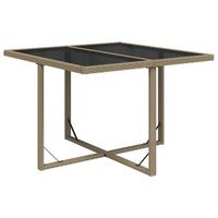 mesa de jardin  mesa de exterior ratan sintetico y vidrio beige 109x107x74 cm