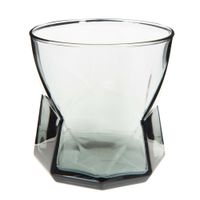 vaso ancho de vidrio gris