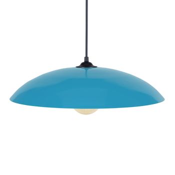 Lámpara de suspensión  cúpula metal negro pantalla azul
