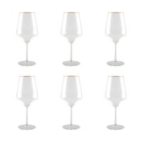 copas de vino con bordes dorados mate - lote de 6