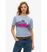 superdry para mujer w1011616a camiseta outdoor azul s casual algodon manga corta