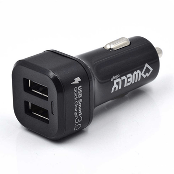 Cargador de coche welly enjoy doble puerto con carga rapida 3 0 30w negro WY11001
