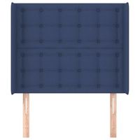 cabecero cama mueble de dormitorio con orejas de tela 83 x 16 x 118128 cm azul m020003076