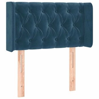 Cabecero | Panel De Cabecero | Decoración De Pared De Terciopelo Azul Oscuro 83x16x78/88 Cm