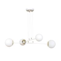 lampara colgante elegante 4 luces nordico blanco con detalles dorados