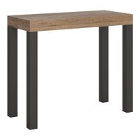 consola extensible 90x40300 cm efecto madera roble natural y hierro