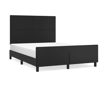Estructura de cama con cabecero cuero sintético negro 140x200cm diseño plano