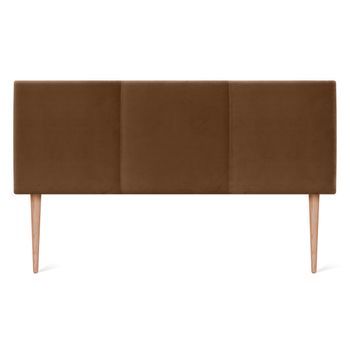 Cabecero De Terciopelo Liso Con Tres Paneles 145x105cm Con Patas Camas 135/140 - Marrón