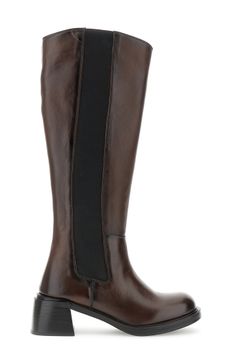 botas de piel con elástico dark brown