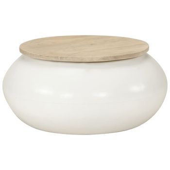 Mesa De Centro De Madera Maciza De Mango Blanca 51x51x27 Cm Vidaxl