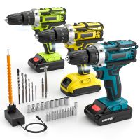 juego de taladro atornillador inalambrico de 21v destornillador electrico con 253 ajustes de torque y 2 velocidades variables 2 baterias de litio recargables con brocas y estuche de almacenamiento