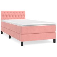 cama tapizada 193x90x88 cm terciopelo - rosa