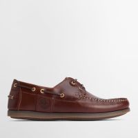 barbour mens wake leather boat shoes - uk 11 - mahogany