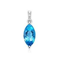 colgante topacio azul 14 quilates oro blanco 3 diamantes