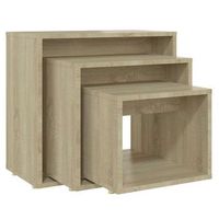 mesas apilables 3 piezas madera contrachapada roble sonoma vidaxl