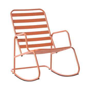 Silla Mecedora Moderna De Metal Para Jardín Diseño De Listones Exterior Aluminio Naranja Turi