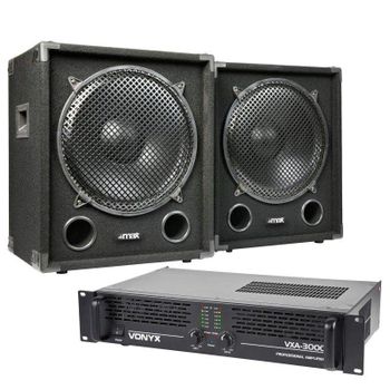 Subwoofers Max Noche Oscura 15SUB 1200W RMS Amplificador Vonyx VXA-3000
