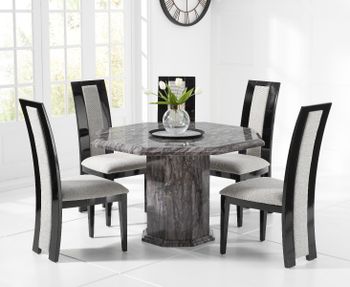 Crema Grey Octagonal Marble Dining Table with Raphael Chairs