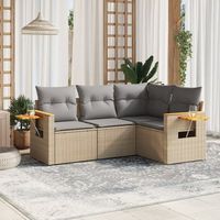 conjunto de sofas jardin con cojines 4 uds  mueble jardin mesa y sillas ratan sintetico beige cfw756899