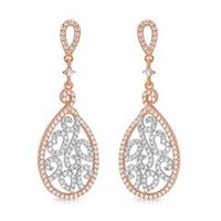 pendientes de plata chapados en oro rosa con juego de piedras