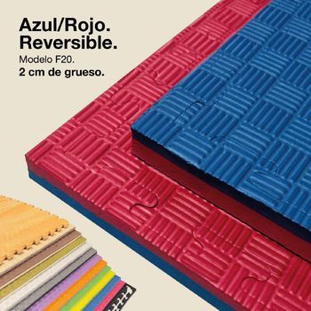 Jowy 25 Piezas (25m2) Tatami Puzzle 2cm 100x100cm – Superficie “5 Líneas” Rojo/azul