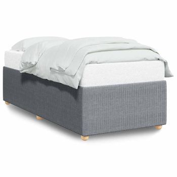 Cama Individual | Cama De Adulto | Estructura De Cama Sin Colchón Tela Gris Claro 90x200 Cm