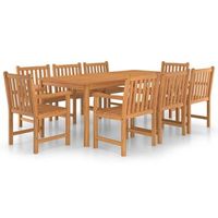 conjunto de comedor de jardin de 9 piezas 200 x 100 cm madera maciza de teca vidaxl